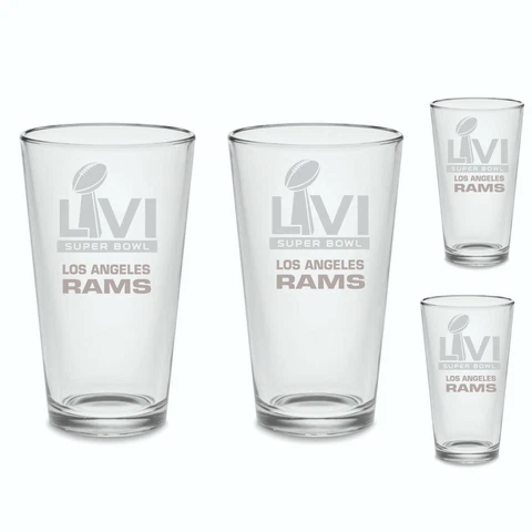 SET LA Rams Super Bowl 56 - 2022 Custom Pint Pub Glasses Etched Tumblers Cover