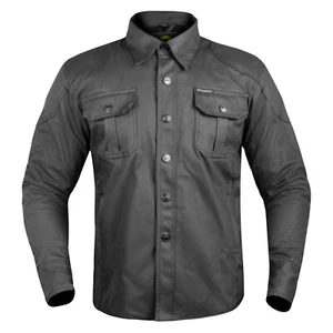 Men Motorcycle Motorbike Shirt Biker Black Wax Jacket Made with Kevlar CE Armour - Picture 1 of 12