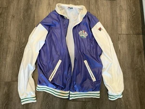VINTAGE Fila Cup Italy Tennis Jacket Coat 1980s XXL RARE Retro White Purple - Picture 1 of 10