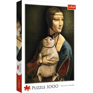 Rompecabezas Trefl Rojo 1000 Piezas - Dama con un gato - Imagen 1 de 10