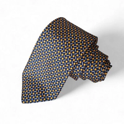 Corbata Altea Milano 100 % seda hecha en Italia azul marino con acabado satinado a lunares naranja Foto 1 de 4