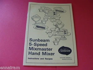 Instrucciones y recetas mezclador de mano Sunbeam 1974 5 velocidades Mixmaster - Imagen 1 de 1