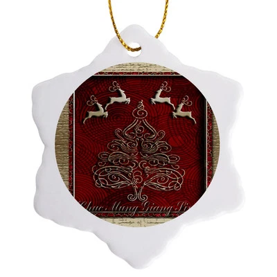 3dRose, Chuc Mung Giang Sinh, Merry Christmas in Vietnamese, Reindeer , Ornament - Image 1 of 4