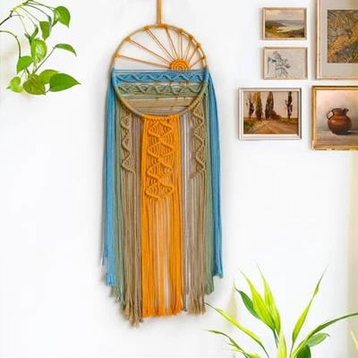  Macramé Colgante de Pared Boho Macramé Decoración de Pared, Puesta de Sol Arte de Pared Sueño Naranja Foto 1 de 4