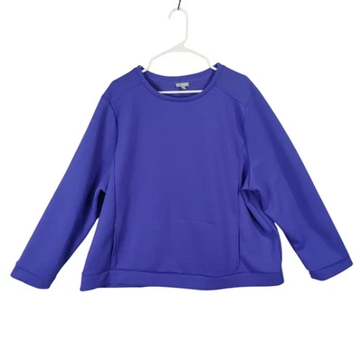T by Talbots Mujer Plus 3X Azul Modesto Atlético Gimnasio Pullover Sudadera Bolsillos Foto 1 de 4