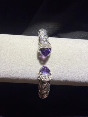 Brazalete John Hardy JAI Cuerda Esterlina con Extremos de Amatista/Topacio Blanco Foto 1 de 4