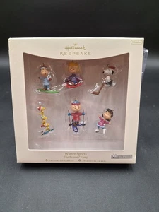 Winter Sports - The Peanuts Gang - 2007 Hallmark Set of 6 Miniature Ornaments - Picture 1 of 4
