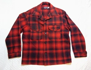 Vintage Pendleton Mackinaw Cruiser Virgin Wool Red Buffalo Plaid Jacket Size M - Picture 1 of 13