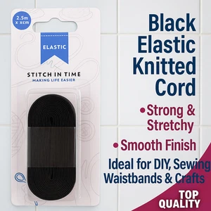 Banda elástica negra 2,5 m x 2 cm | Cordón tejido fuerte | Correa de tela elástica Reino Unido - Imagen 1 de 1