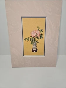 Vase of Flowers by Lang Shining (Giuseppe Castiglione) Matted Art Print - Picture 1 of 11