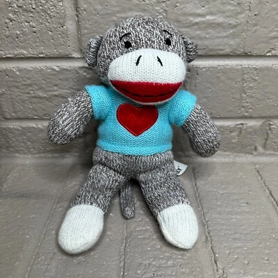 Dan Dee Sock Monkey Blue Sweater Red Heart 9" Plush Stuffed Animal - Image 1 of 4
