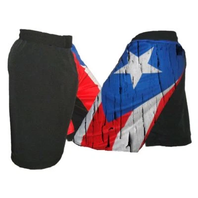Pantalones Cortos de Lucha MMA Bandera Puerto Rico Envejecidos - Equipo de Artes Marciales Foto 1 de 2