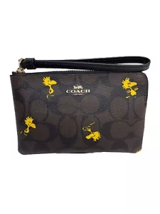 Borsa da polso Coach Corner Cerniera/Borsa per monete Firma Woodstock Arachidi con cinturino Nuova con etichette - Foto 1 di 12