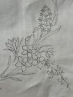 Vintage stemplowany szablon lniany kwiatowy koronkowy obrus obrus ~ 103cm kwadrat
