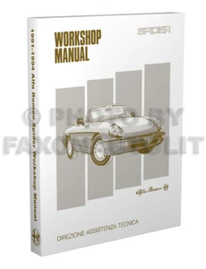 Alfa Romeo Spider Shop Manual 1991 1992 1993 1994 Libro de servicio de reparación rápida CE - Imagen 1 de 2