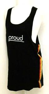 H&M "PROUD" REGENBOGEN-TANKTOP KLEIN SCHWARZ RACERBACK RELAX FIT SEITENSTREIFEN NEU MIT ETIKETT - Bild 1 von 6