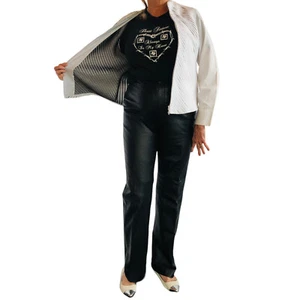Ravel Cotton Stitched White Full Zip Stretch Long Sleeve V-Neck Blouse Large - Picture 1 of 18