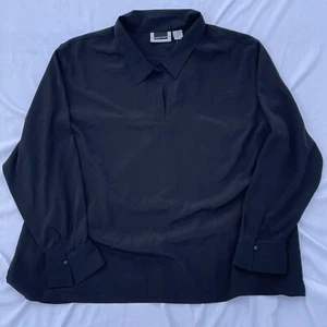 Camicetta Maggie Barnes taglie forti donna 28W nera manica lunga poliestere - Foto 1 di 7