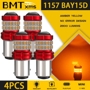 4x 2357 1157 LED Turn Signal Light Amber Yellow For Chevy GMC C/K1500 2500 Yukon - Picture 1 of 8