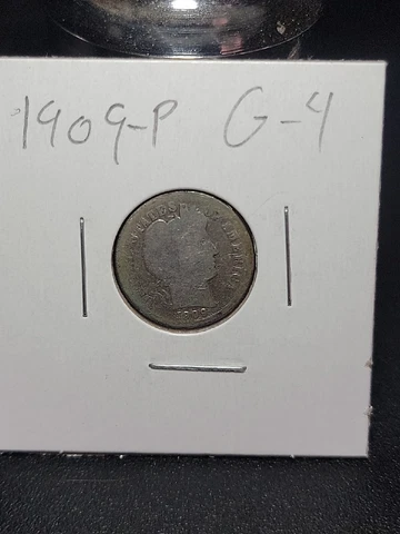 1909 P Barber Silver Dime in Good Circulated Condition in Coin-Flip Cover