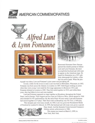 3287 MNH Block of 4 on a sealed USPS Panel - Alfred Lunt and Lynn Fontanne - Image 1 of 2