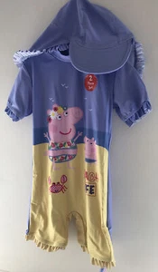 All In One Sun safe Suit 2 Piece UPF 40+ 18-24 Months Peppa Pig Suit & Hat - Picture 1 of 7