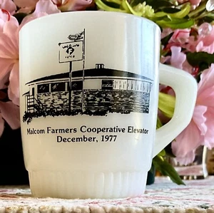 1977 Malcom, Iowa IA Farmers Coop, Poweshiek County Grain Elevator Fireking Mug - Picture 1 of 6