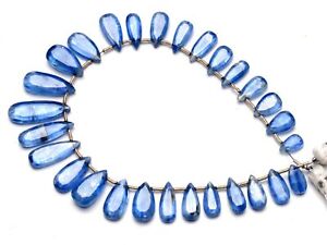 Natural Gem Blue Kyanite 9x5 to 20x7mm Pear Shape Briolette Beads Strand 8.5"