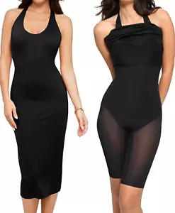 Popilush Shapewear Dress 4 Ways to Wear Halter Bandage Dress Built in Bra Medium - Picture 1 of 2