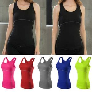 Women Sports Stretch Activewear Tank Tops Yoga Running Quick Dry Stretch Vest - Picture 1 of 16