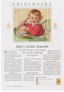 1929 Frigidaire Maud Tausey Fangel Baby in High Chair Print Ad - Picture 1 of 1