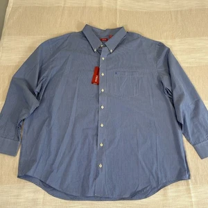 Nwt IZOD Men's Sz 3xL American Dream Shirt Blue White Check Button Down New - Picture 1 of 8