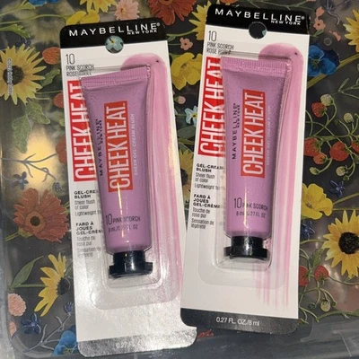 Maybelline Cheek Heat 10 Pink Scorch Gel Cream Blush 8ml .27 oz Lot of 2 - Image 1 of 2