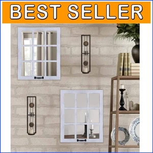 2-Pack Decorative Distressed Wood Mirrors - Rustic Wall Accent for Living Spaces - Picture 1 of 9