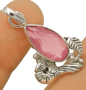 Natural Rose Quartz 925 Sterling Silver Pendant Jewelry 1 1/3" Long @B17-4 - Picture 1 of 1