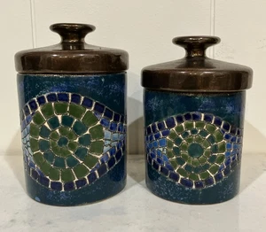2er Set EDUARDO VEGA ECUADOR HANDCRAFTED MOSAIC "EYE" Kanister - Bild 1 von 15