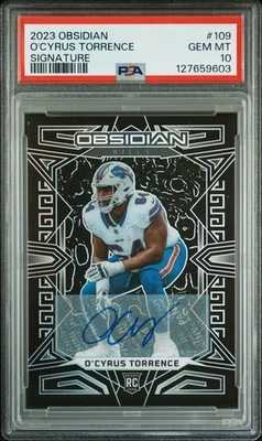 O'Cyrus Torrence 2023 Panini Obsidian Signature #109 (RC) (Buffalo Bills) PSA 10 - Image 1 of 2