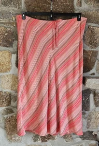 Lane Bryant Linen Blend Skirt Womens Size 26/28 Orange Striped Coastal Maxi Boho - Picture 1 of 11