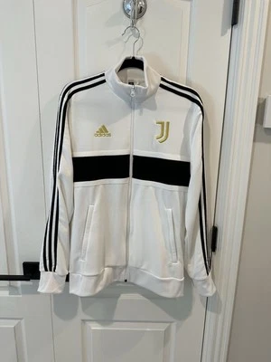 Chaqueta de Pista Adidas Juventus Hombres Talla Mediana Cremallera Completa 3 Rayas Logo Dorado Fútbol Foto 1 de 4
