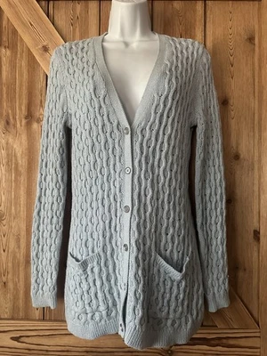 LANDS’ END Sweater Cardigan Women’s Light Blue Metallic Cottage Core Size Small - Image 1 of 4