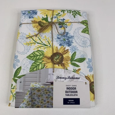 Tommy Bahama Interior Exterior Girasol 70" Mantel Redondo Floral Mantel Cubierta de Mesa Foto 1 de 4