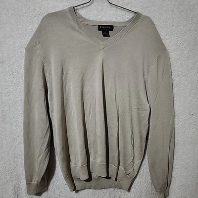 Brooks Brothers Hombres XL Seda Algodón Cuello en V Tostado Pullover Manga Larga Suéter Foto 1 de 3