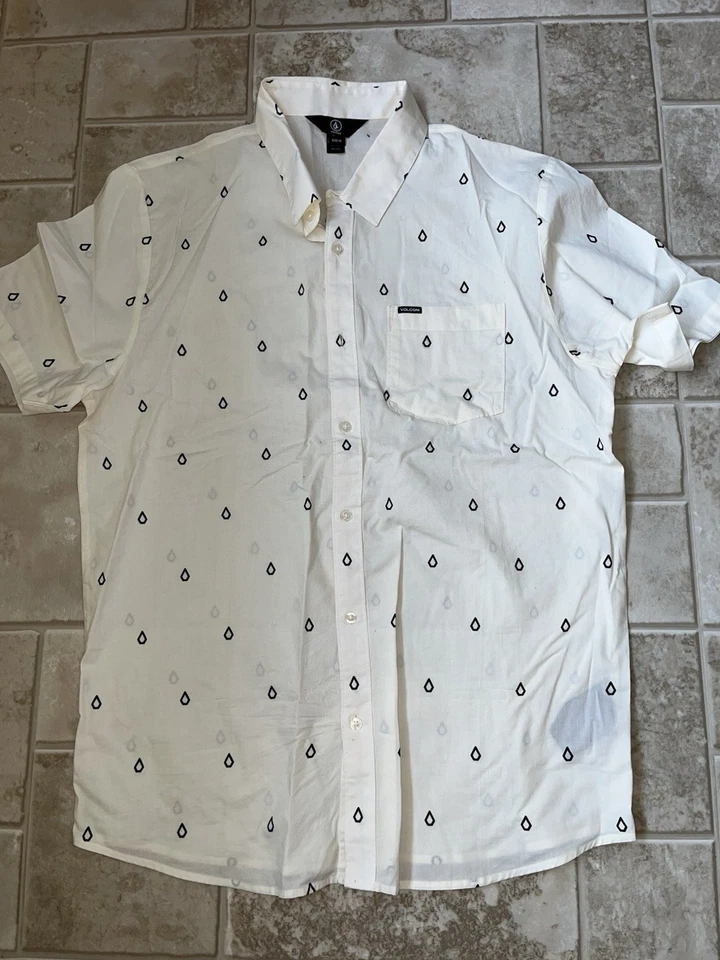 Volcom Men’s Xl Patterson Short Sleeve Woven Shirt In White Flash - Image 1 of 1