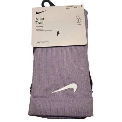 Nike Trail Running Crew Calcetines Púrpura Mezcla Lana M10–11.5 W11.5–13 Dri-Fit Nuevos Foto 1 de 4