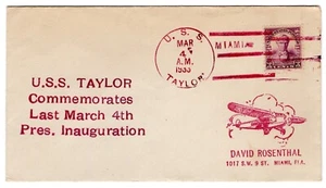 Franklin D. Roosevelt Inauguration 1933 - USS Taylor Miami FL Navy CCL - Picture 1 of 2
