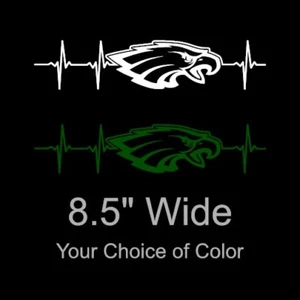 Calcomanía adhesiva de vinilo grande Philadelphia Eagles Heartbeat de 8,5 pulgadas - coche - ventana - Imagen 1 de 5