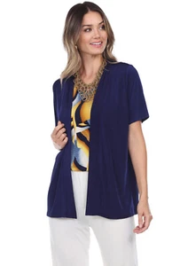 JOSTAR Poly Spandex Knit DRAPE CARDIGAN JACKET NAVY BLUE TRAVEL S M L XL 2X 3X - Picture 1 of 8