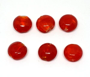 6x Jewellery Making 16mm Handmade Glass lampwork Red coin shape Beads - Picture 1 of 4