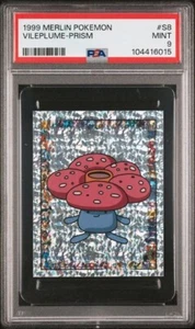 Vileplume PSA 9 Pokemon Sticker #S8 Merlin Prism / Holo Rare MINT 1999 - Picture 1 of 2