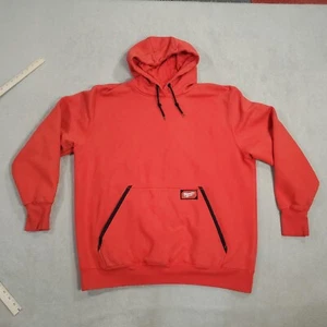 Milwaukee Tools Hoodie Mens Extra Large Red Pullover Sweatshirt Heavyweight Work - Picture 1 of 10